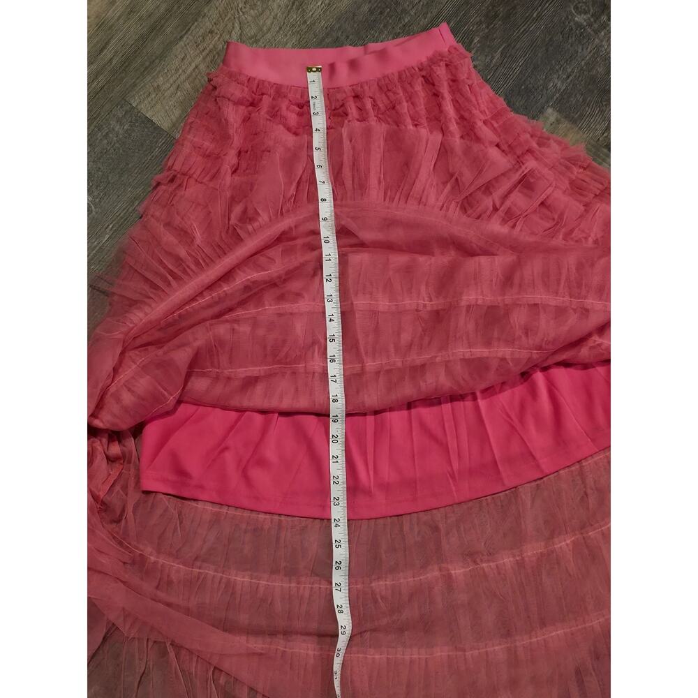 Women's Pink Tiered Ruffle Tulle Midi Skirt Size S Elastic Waist Balletcore NWOT - Picture 4 of 5